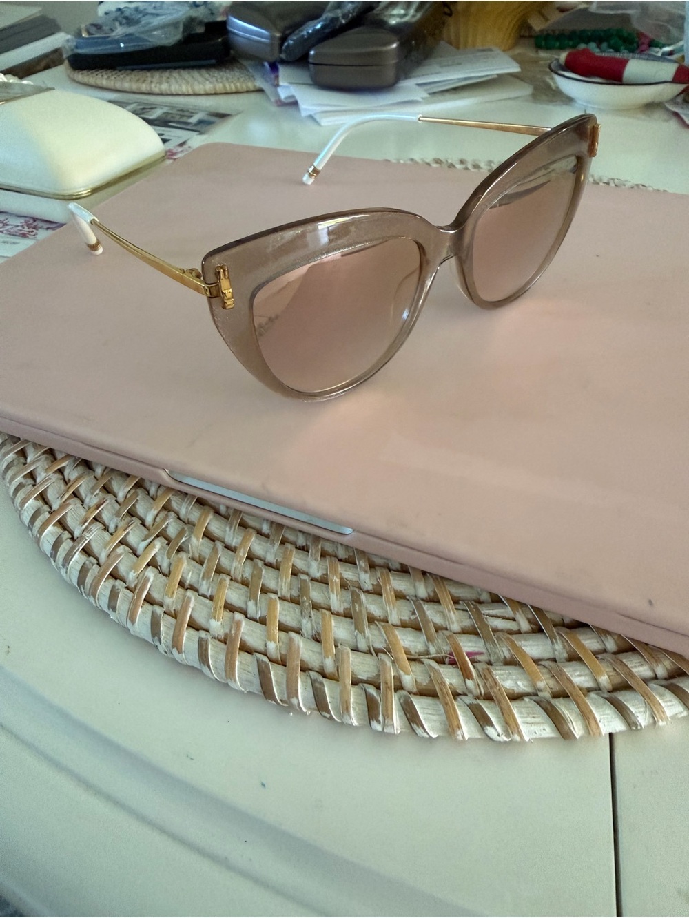 Boucheron Women’s High Fashion Cat-Eye Sunglasses in Taupe. Brand new.